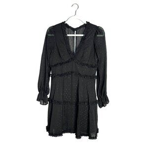 B. Smart‎ Long Sleeve V-Neck Ruffle Mini Dress Flowy Semi-Sheer Juniors 5